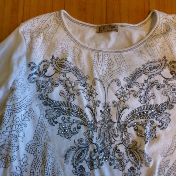 BLUE CANYON BLING BUTTERFLY LS TOP BLOUSE … - Picture 5 of 5